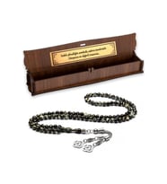 Hediyelik Tesbih, 6mm Namaz Tesbihi, Beyrut Damla Kehribarı Tespih, 99luk Tespih (Gri)