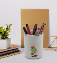 BK Gift Kişiye Özel Çapa Tasarımlı Beyaz Akrilik Kalemlik - Model 4