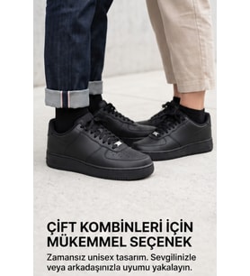 Aeterna Premium Unisex Sneaker - Dayanıklı Taban Rahat Siyah Ayakkabı