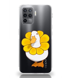 Oppo Reno 5 Lite Uyumlu Tatlı Ördek Desenli Şeffaf Telefon Kılıfı