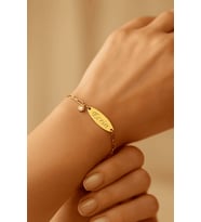 Narflake Kişiye Özel Çelik İsimli Taşlı Charmlı Kadın Bileklik (Gold)