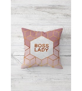 Boss Lady Yazılı Çift Tarafı Baskılı Gizli Fermuarlı Yastık Kılıfı Kırlent Koltuk Yastık Kılıfı (Mor)