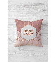 Boss Lady Yazılı Çift Tarafı Baskılı Gizli Fermuarlı Yastık Kılıfı Kırlent Koltuk Yastık Kılıfı (Mor)