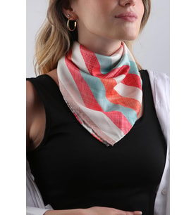 Çok Renkli Çizgi Desen Fular Bandana 55-55 cm KDNF20 (Karışık)