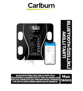 Lcd Ekran Kas Kütle Vücut Yağı Kemik Kütle Protein Oranı Ölçer Bluetooth Özellikli Akıllı Tartı