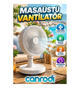 2200 RPM Mini Masaüstü Vantilatör Sessiz Çalışan 2 Hızlı Otomatik Salınımlı 150 mm
