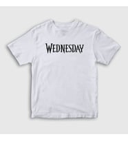 Presmono Unisex Çocuk Beyaz Logo Wednesday Addams Family Addams Ailesi T-Shirt 365521tt (Beyaz)