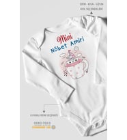 Mini Nöbet Amiri Baskılı Bebek Zıbını – Çıtçıtlı Body  %100 Pamuk Uzun Kol (Beyaz)