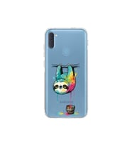 Samsung Galaxy M11 ile Uyumlu Splash Tembel Hayvan Tasarımlı Şeffaf Silikon Kılıf