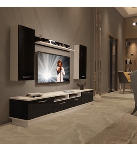 Decoraktiv Trendstyle 5220D Mdf Tv Ünitesi Tv Sehpası - Beyaz Siyah (Siyah - Beyaz)