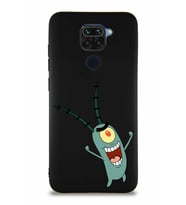 Xiaomi Redmi Note 9 Soft Premier Kapak Plankton Tasarımlı Silikon Kılıf - Siyah (Şeffaf)