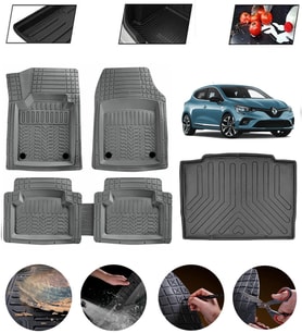 Renault Clio 5 2019-2023 Uyumlu Paspas Araca Özel Bagaj Havuzu MBS Gri