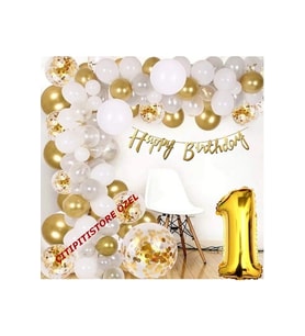 Çıtıpıtıstore 1 Yaş Balon Zinciri Seti Gölge Altın Balon Dekorasyon