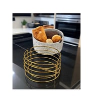 oval metal gold kaplama özel dokuma beyaz hasır içli ekmek kutusu şık tasarım sepet