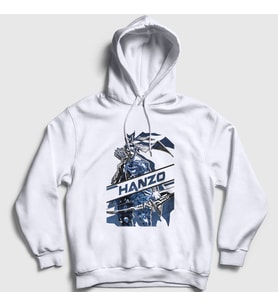 Presmono Unisex Beyaz Hanzo Oyun Overwatch Kapüşonlu Sweatshirt 359027tt