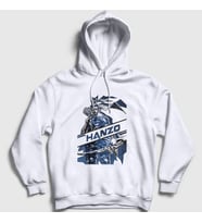 Presmono Unisex Beyaz Hanzo Oyun Overwatch Kapüşonlu Sweatshirt 359027tt