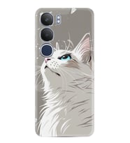 Vivo Y19S Kılıf Boutique Baskılı Resimli Beyaz Kedi Pcode -061