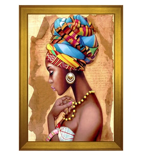 Kadın Motifli Kanvas Tablo 50 x 70 cm Gold Çerçeve