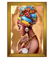 Kadın Motifli Kanvas Tablo 50 x 70 cm Gold Çerçeve