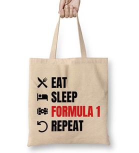 Eat Sleep Formula 1 Repeat Red Bez Çanta Uzun Saplı