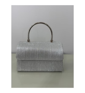 Gümüş Işıltılı Clutch Abiye Çanta