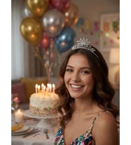 Taç Metal Taşlı My Birthday Gümüş Renkli Parti Saç Aksesuarı Doğum Günü Kutlama Tacı