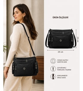 Kadın Çok Bölmeli Omuz & Çapraz Çanta 28×23 cm – Geniş Hacim, Günlük Kullanım