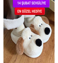 Yumuşak Taban Sevimli Köpek Panduf (Beyaz)