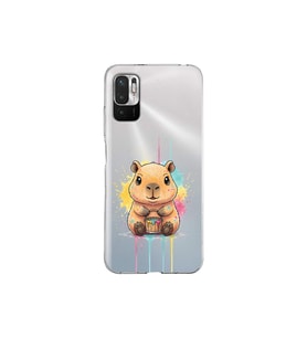 Redmi Note 10 5G ile Uyumlu Splash Kapibara Tasarımlı Şeffaf Silikon Kılıf