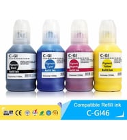 Xplus ® Canon Gı-46 GX6040 1 Set 4 Renk Ithal Muadil Pigmentli Mürekkep Seti Siyah 170 ml - Renkliler 135 ml (Çok Renkli)