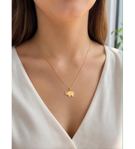 Kişiye Özel Minimal Fil Figürlü Kolye 925K Gümüş (Gold)