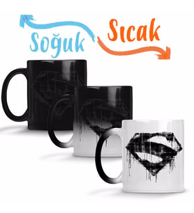 Super Man Süperman Sihirli Kupa Bardak Porselen