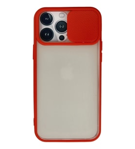 Pilelistore   iPhone 13 Pro Max Kılıf Palm Buzlu Kamera Sürgülü Silikon - Kırmızı
