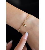 Goldium Altın Ataç Zincirli Yıldız Bileklik (Sarı)