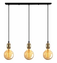 RİOLİGHT RUSTİK,VİTAGE 3XE27 ESKİTME DUYLU SİYAH MASA ÜSTÜ METAL GÖVDE SARKIT AVİZE UZUNLUK:60CM