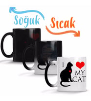 I Love My Cat Kedi Hayvan Pet Animal Sihirli Kupa Bardak Porselen