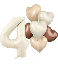 Retro Krem 4 Yaş Kalpli Folyo Balon Set