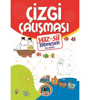 Yaz-Sil Çizgi Çalışması Bitmeyen Yazı Defteri+Tahta Kalm