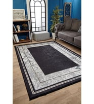 Dijital Kaymaz Yıkanabilir Siyah Minimalist Salon Halısı Mutfak Halısı Koridor Halısı Yolluk HLN1809
