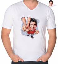 BK Gift Kişiye Özel Erkek Karikatürlü V Yaka Tişört-33 (Beyaz)