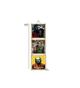 Joker Tasarımlı 20x20 Cm Üçlü Ahşap Poster