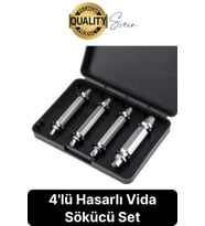 4'lü Paslanmaz Çelik Hasarlı Bozuk Kırık Dübel Vida Sökücü Set Kutulu Çivi Çıkarıcı Matkap Uç