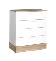Adore Mobilya Base 4 Çekmeceli Şifonyer - İtalyan Meşe-Mat Beyaz 72x88x40 cm (GxYxD)