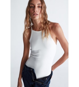 Styleboom X Peraluna GRETA BODY Halter Yaka Arkası Çapraz Alttan Çıtçıtlı Kadın Triko Body - Ekru