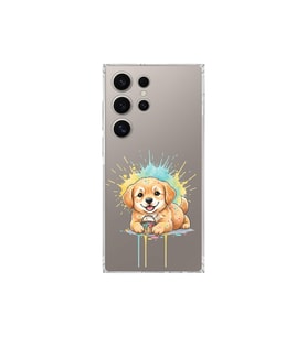 Samsung Galaxy S25 Ultra ile Uyumlu Splash Köpek Tasarımlı Şeffaf Silikon Kılıf