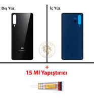 Xiaomi Mi 9 Piyano Siyahı Arka Pil Kapağı Batarya Kapağı Lazer Kesim + B-7000 Yapıştırıcı