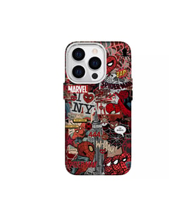 IPHONE 15 Pro Özel Marvel Kolaj Tasarımlı Lüks Silikon Kılıf (Çok Renkli)