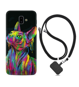 Samsung J6 Plus J7 Prime J7 Pro M20 Kılıf Boyun Askılı Silikon Color Cat 1754