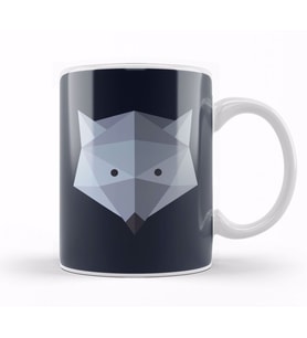 Geometric Animal Wolf Kupa Bardak Porselen