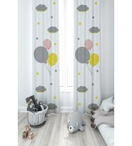 MEKTA HOME BEBEK VE ÇOCUK ODASI Üç Renkli Balon Desenli 2 Kanat Fon Perde